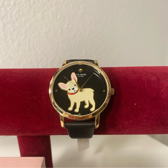 NIB Kate Spade French Bulldog Metro Leather Watch - Picture 6 of 12